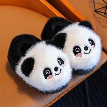 Panda bērnu kokvilnas čības ar pūkainu odai, silti un pretslīdošas, multfilmu stilā, zole TPR, biezināta konstrukcija, vecums 1–16 gadi