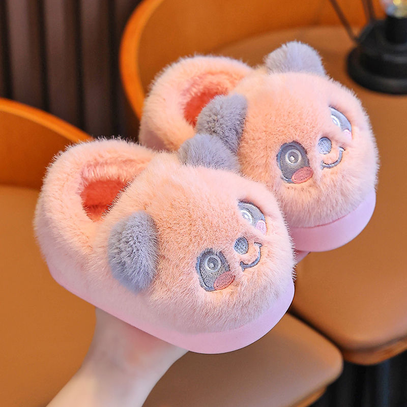 Panda bērnu kokvilnas čības ar pūkainu odai, silti un pretslīdošas, multfilmu stilā, zole TPR, biezināta konstrukcija, vecums 1–16 gadi