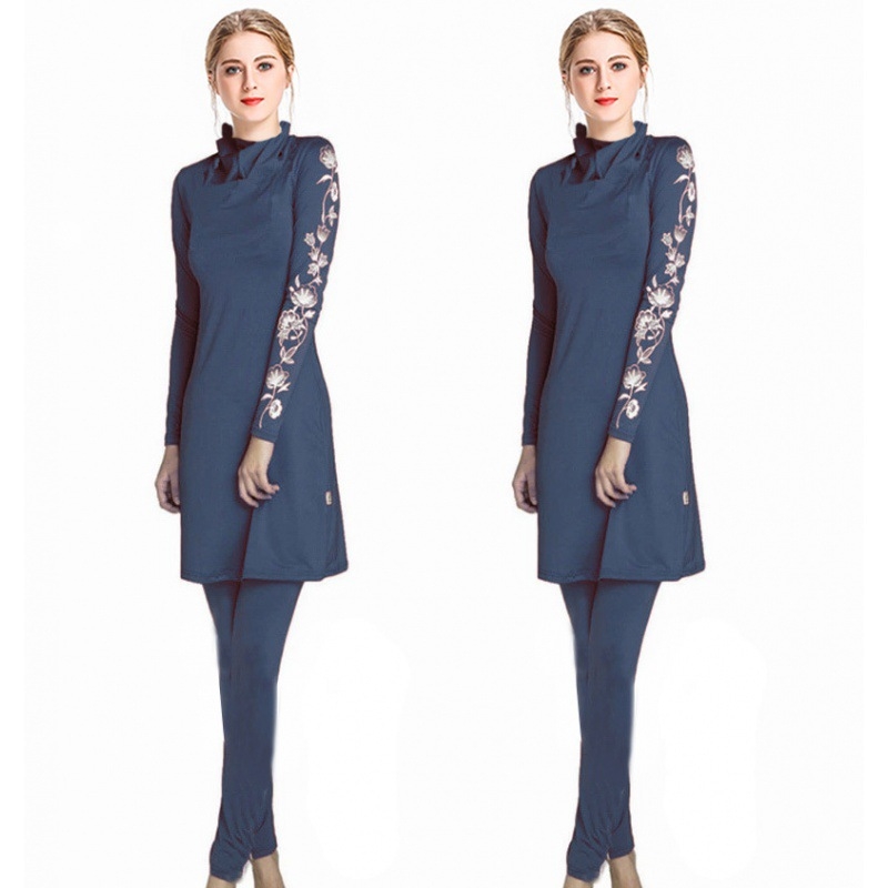 Γυναικείο μαγιό με εκτύπωση, σετ τριών τεμαχίων με καπέλο, υψηλή ελαστικότητα και συντηρητικό σχέδιο; ανάμειξη πολυεστερικού ινών 82%, βάρος υφάσματος 500 g