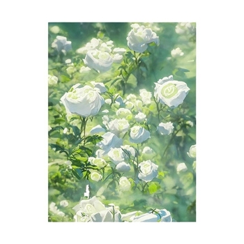 Цифрова маслена картина - DIY розова роза, ръчно оцветяване, персонализирана, рамка от масивно дърво, модерен минималистичен стил, подходяща за всекидневна, ресторант и антре