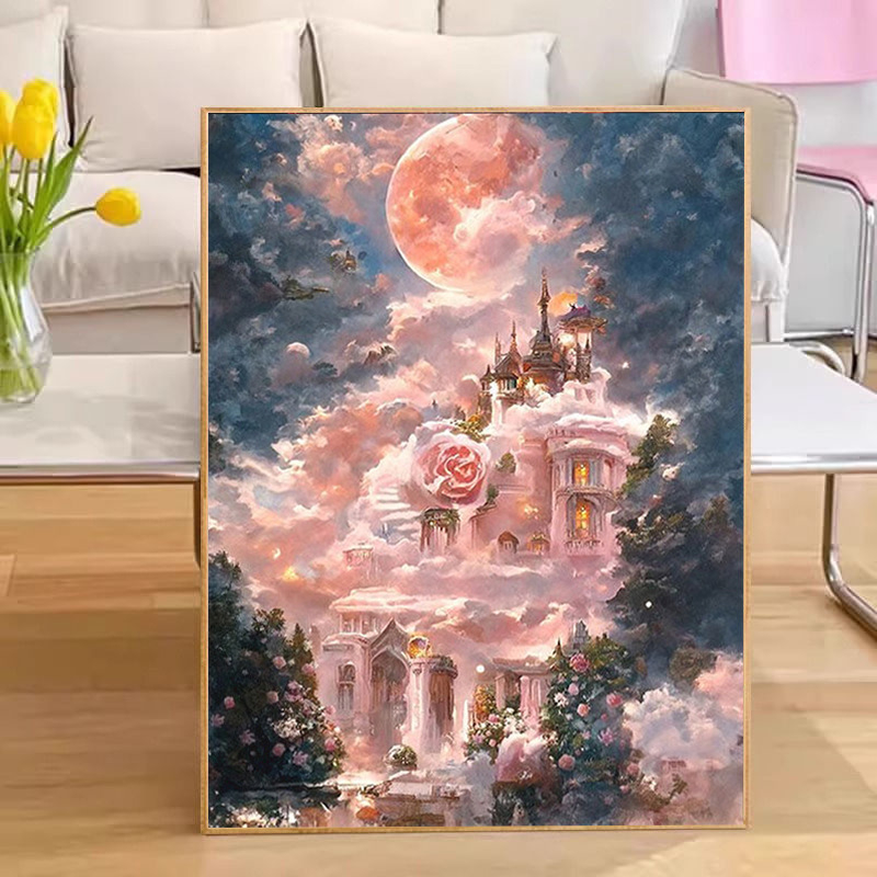 Цифрова маслена картина - DIY розова роза, ръчно оцветяване, персонализирана, рамка от масивно дърво, модерен минималистичен стил, подходяща за всекидневна, ресторант и антре