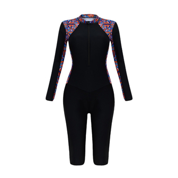 Μονόσωμο μαγιό γυναικών με μακριά μανίκια και φερμουάρ, προστασία UV, γρήγορο στέγνωμα, επένδυση στήθους, υψηλή ελαστικότητα