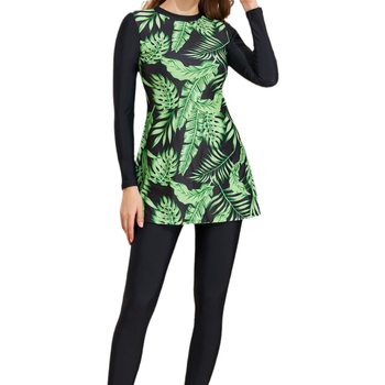 Γυναικείο μαγιό με μακριά μανίκια, δύο τεμάχια tankini, συντηρητικό σχέδιο, πολυεστέρας με επένδυση σπαντέξ, υψηλή ελαστικότητα