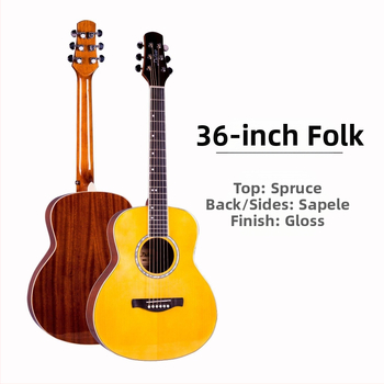 Tie Duo Folk Guitar YSSBL36/L – Spruce top, Rosewood fingerboard, Closed-gear tuners, Matte finish