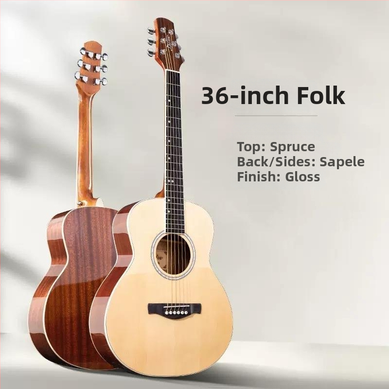 Tie Duo Folk Guitar YSSBL36/L – Spruce top, Rosewood fingerboard, Closed-gear tuners, Matte finish