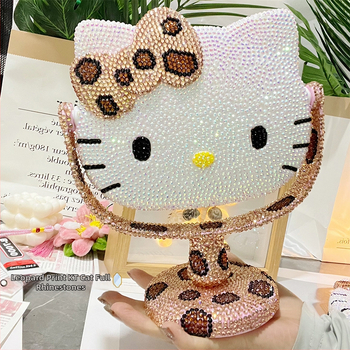 Stalo veidrodis su leopardų raštu ir katės motyvu – rankų darbo DIY diamantinio lipimo komplektas, plastikinis rėmelis, aliumininis veidrodėlis, tinkamas miegamajam ir voniai