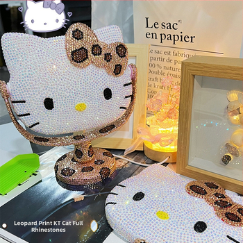 Stalo veidrodis su leopardų raštu ir katės motyvu – rankų darbo DIY diamantinio lipimo komplektas, plastikinis rėmelis, aliumininis veidrodėlis, tinkamas miegamajam ir voniai