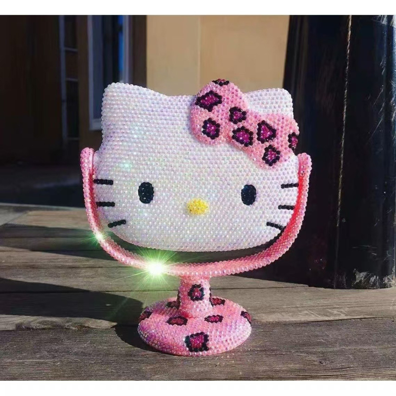 Stalo veidrodis su leopardų raštu ir katės motyvu – rankų darbo DIY diamantinio lipimo komplektas, plastikinis rėmelis, aliumininis veidrodėlis, tinkamas miegamajam ir voniai