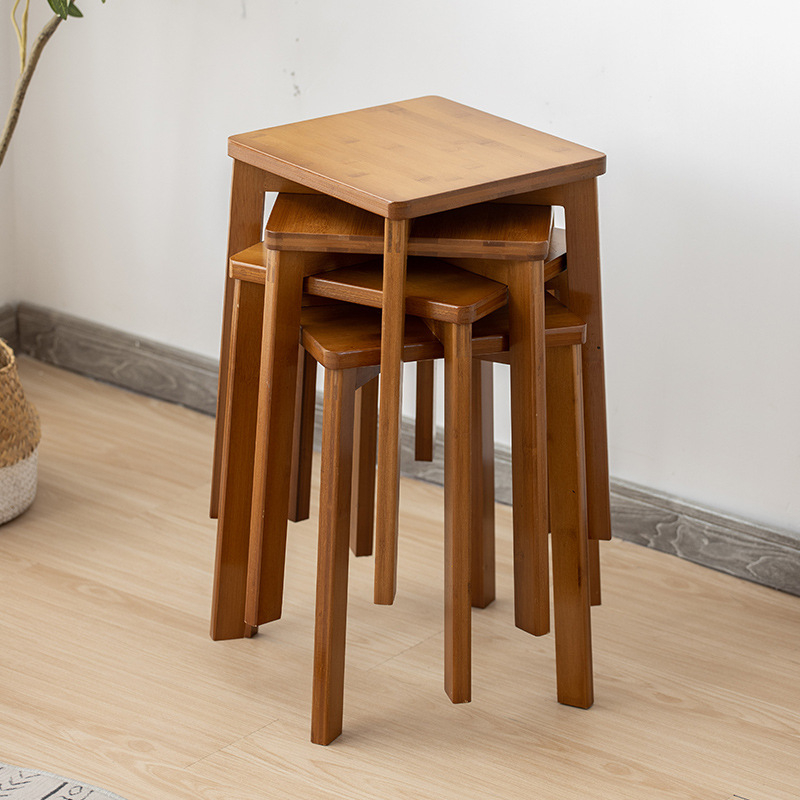 Детска бамбукова пейка – модерен минималистичен квадратен табурет, фабрично производство