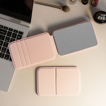 Sulankstomas veidrodėlis makiažui – stačiakampis, kompaktiškas, aliuminio lęšis, rėmas PU/PS/PVC