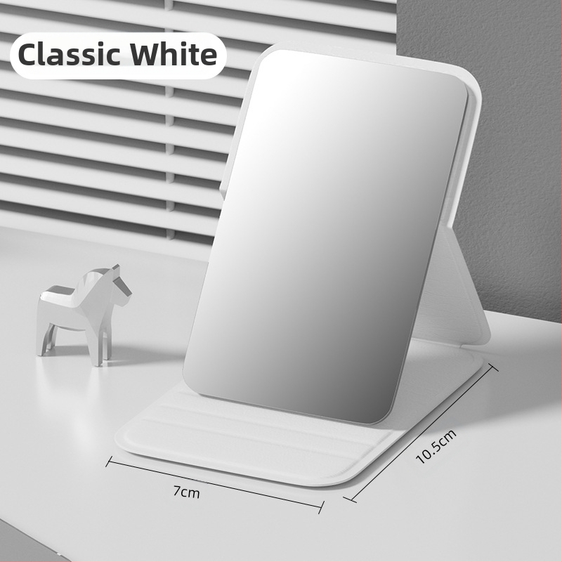 Sulankstomas veidrodėlis makiažui – stačiakampis, kompaktiškas, aliuminio lęšis, rėmas PU/PS/PVC