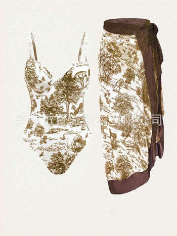 Ολόσωμο μαγιό με επένδυση στήθους, εκτύπωση, πολυεστέρας, χωρίς μανίκια (Με επένδυση στήθους, Εκτύπωση, Πολυεστέρας, Χωρίς μανίκια)