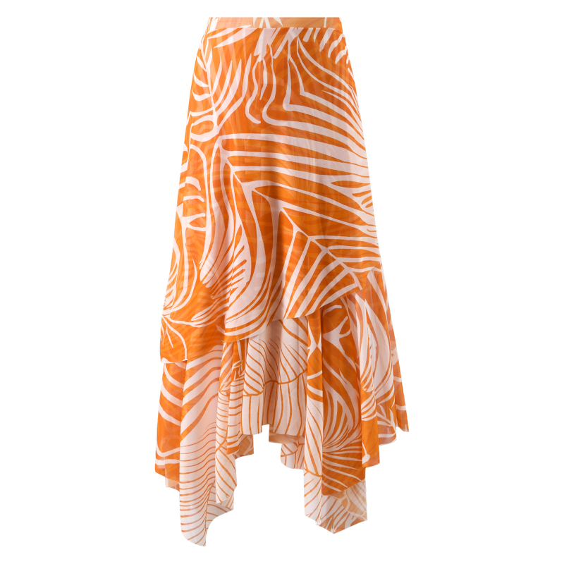 Kétrészes bikini fürdőruha hálószövetes szoknyával, egyvállas dizájn, magas derék, gyorsan száradó anyag, rugalmas, melltartó betéttel, 80% poliészter