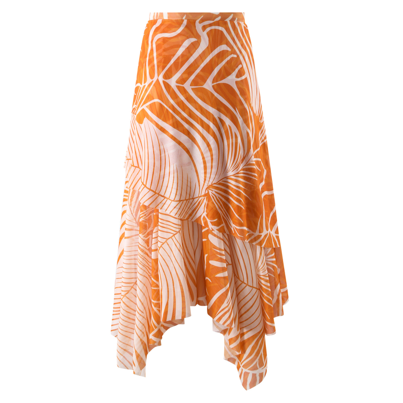 Kétrészes bikini fürdőruha hálószövetes szoknyával, egyvállas dizájn, magas derék, gyorsan száradó anyag, rugalmas, melltartó betéttel, 80% poliészter