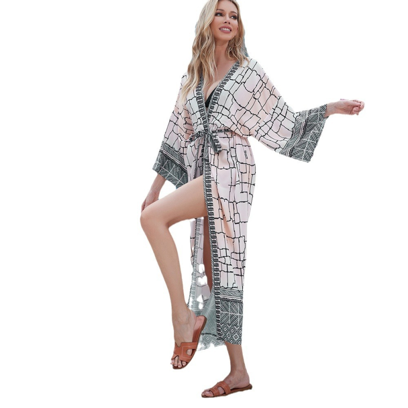 Cardigan damă cu mâneci lungi, halat pentru casă și acoperire de plajă, poliester 100%, căptușeală poliester, 260 g, potrivit pentru înot