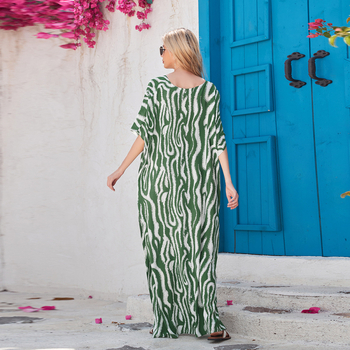 Γυναικείο μποέμ φόρεμα-παρεό για παραλία, ύφασμα από βαμβακόμίγμα, 280 g/m², φόδρα 99% βαμβάκι