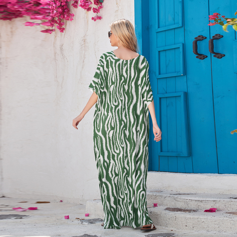 Moteriška bohemiška pliažo suknelė–šalė, medvilnės mišinys, 280 g/m², pamušalas 99% medvilnė