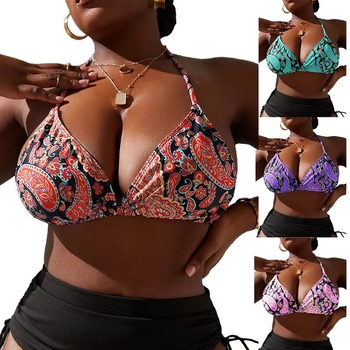 Γυναικείο τοπ μπικίνι με επένδυση, φλοράλ σχέδιο, πολυεστερική ύφανση, 82% πολυεστέρας, επένδυση πολυεστέρα, χωρίς μεταλλική υποστήριξη