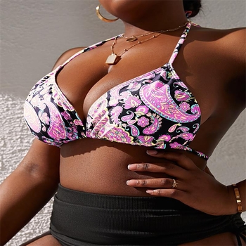 Γυναικείο τοπ μπικίνι με επένδυση, φλοράλ σχέδιο, πολυεστερική ύφανση, 82% πολυεστέρας, επένδυση πολυεστέρα, χωρίς μεταλλική υποστήριξη