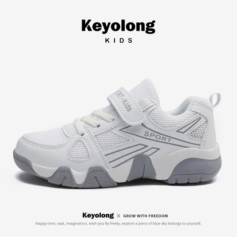 Bērnu sporta kurpes ar tīkla augšdaļu, ar biezu zoli, svītrainā raksta, TPR zole, vecuma grupai 7–16 gadi, pavasaris–vasara–rudens