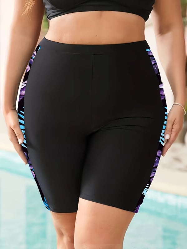 Șorturi de baie pentru femei, talie înaltă, uscare rapidă, impermeabile, material poliester cu căptușeală din spandex
