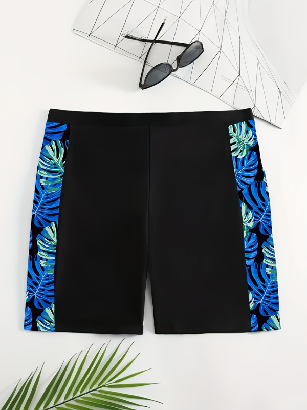 Șorturi de baie pentru femei, talie înaltă, uscare rapidă, impermeabile, material poliester cu căptușeală din spandex