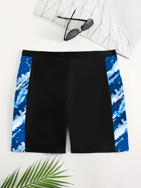 Șorturi de baie pentru femei, talie înaltă, uscare rapidă, impermeabile, material poliester cu căptușeală din spandex