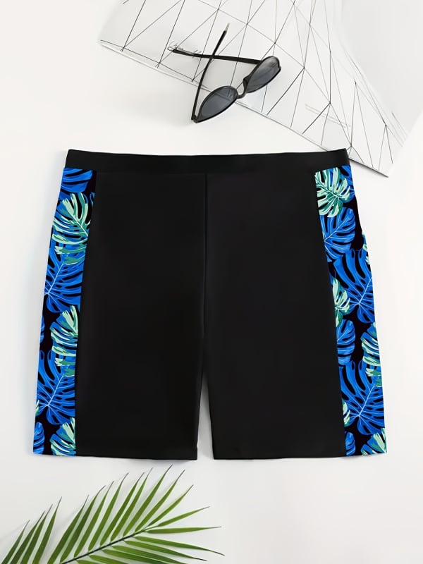 Șorturi de baie pentru femei, talie înaltă, uscare rapidă, impermeabile, material poliester cu căptușeală din spandex