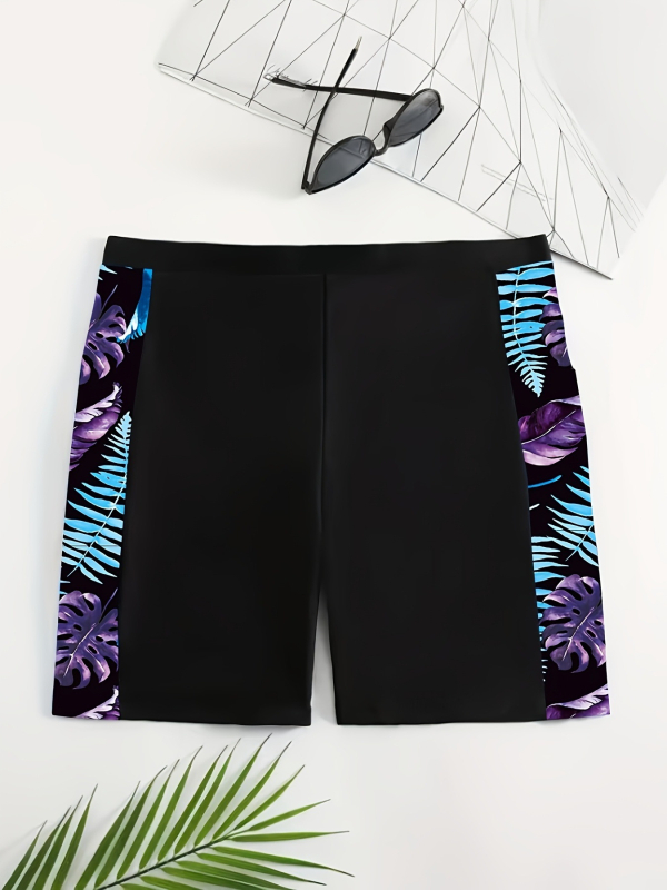 Șorturi de baie pentru femei, talie înaltă, uscare rapidă, impermeabile, material poliester cu căptușeală din spandex