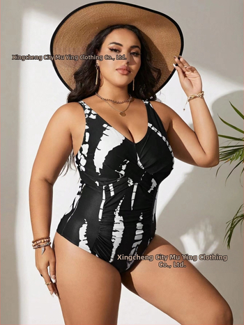 Ολόσωμο μαγιό για γυναίκες με εκτύπωση, χωρίς τιράντες, ανοιχτή πλάτη, με ριγμένες ραφές