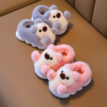 Bērnu kokvilnas sliperi iekšējai lietošanai ar dzīvnieku rakstu, augšējā daļa PVC, zole PVC, vecums 1–12 gadi, rudens 2024, preces kods 8860