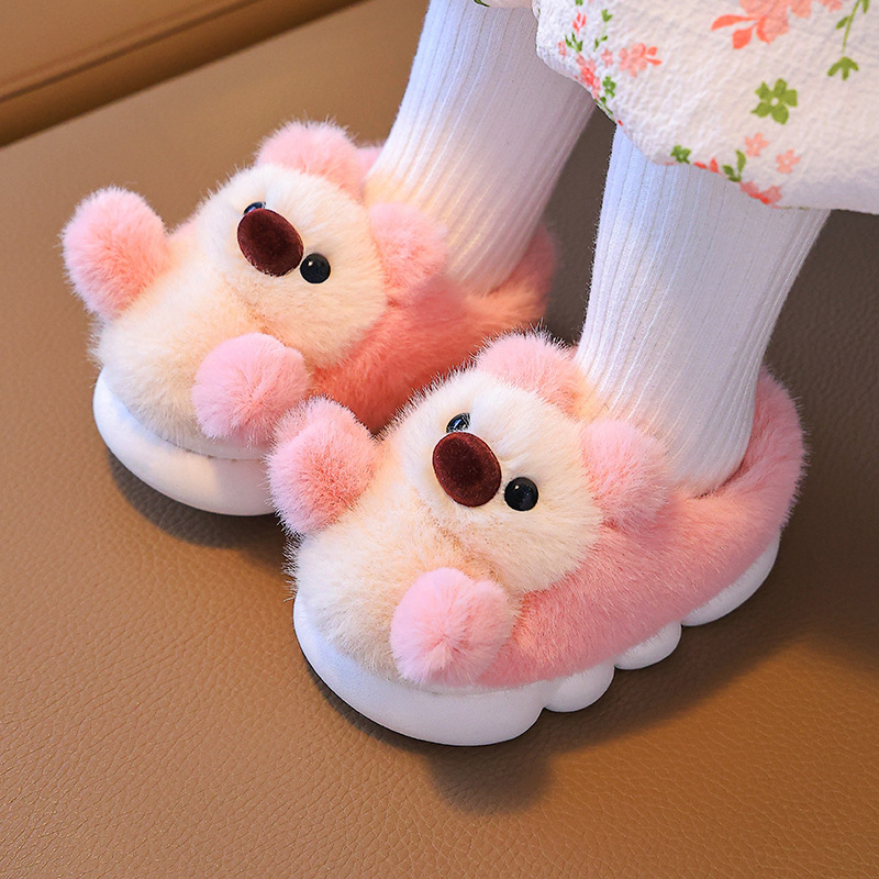 Bērnu kokvilnas sliperi iekšējai lietošanai ar dzīvnieku rakstu, augšējā daļa PVC, zole PVC, vecums 1–12 gadi, rudens 2024, preces kods 8860