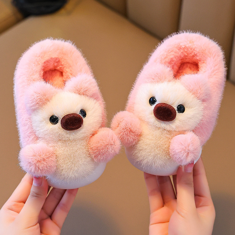 Bērnu kokvilnas sliperi iekšējai lietošanai ar dzīvnieku rakstu, augšējā daļa PVC, zole PVC, vecums 1–12 gadi, rudens 2024, preces kods 8860