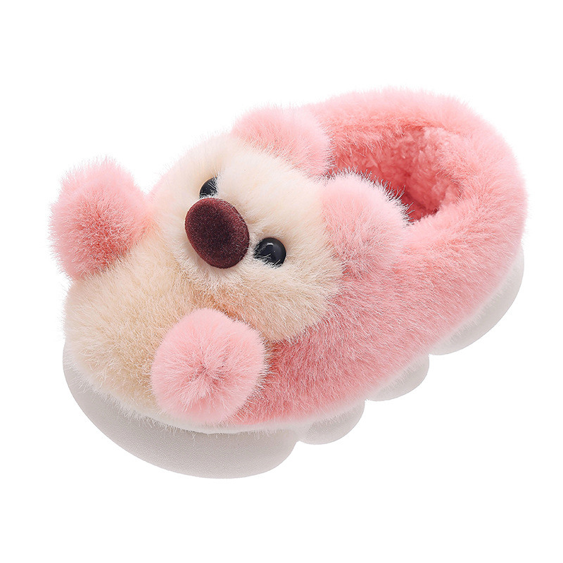 Bērnu kokvilnas sliperi iekšējai lietošanai ar dzīvnieku rakstu, augšējā daļa PVC, zole PVC, vecums 1–12 gadi, rudens 2024, preces kods 8860