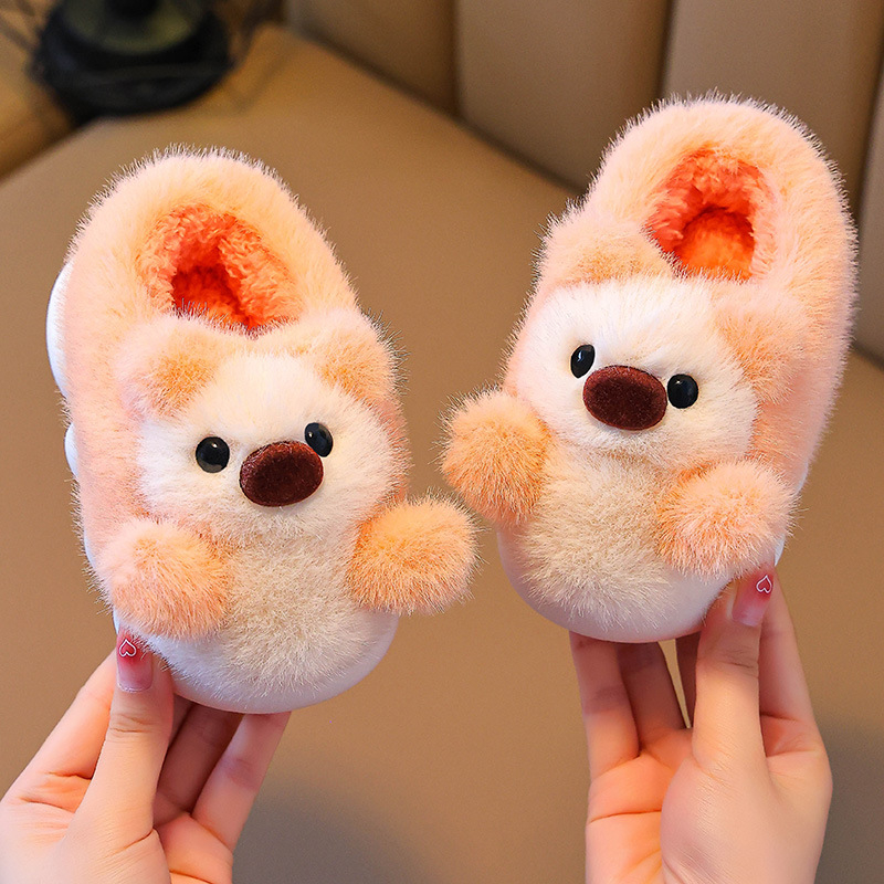 Bērnu kokvilnas sliperi iekšējai lietošanai ar dzīvnieku rakstu, augšējā daļa PVC, zole PVC, vecums 1–12 gadi, rudens 2024, preces kods 8860