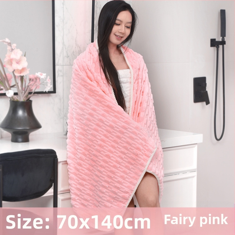 Koralinio fliso rankšluostis su džakardo apdaila, 150D, svoris 200–300 g, namų naudojimui