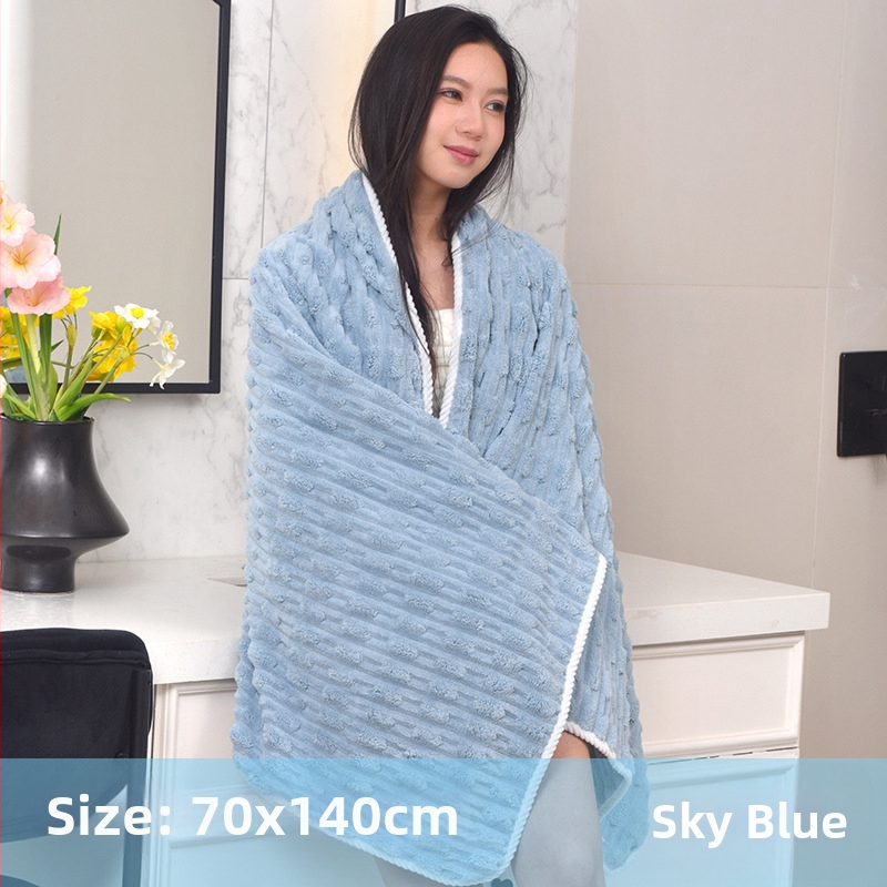 Koralinio fliso rankšluostis su džakardo apdaila, 150D, svoris 200–300 g, namų naudojimui