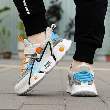 Bērnu tīkla sneakers ar elpojošu fly-woven augšpusi, sprādzes aizdare, MD zole, vecums 4–16 gadi, visu sezonu.