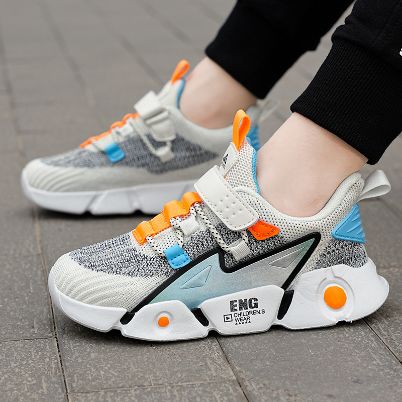 Bērnu tīkla sneakers ar elpojošu fly-woven augšpusi, sprādzes aizdare, MD zole, vecums 4–16 gadi, visu sezonu.