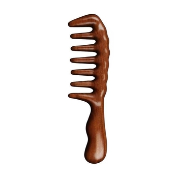 Дървен гребен за коса от сандалово дърво с масаж и меридиан, широки зъби