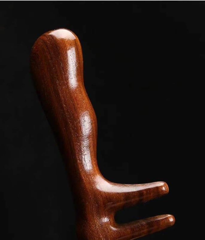 Дървен гребен за коса от сандалово дърво с масаж и меридиан, широки зъби