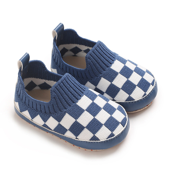 Cipele za bebe za hodanje - EVA potplat, gornji dio od platna, prozračne, karirani uzorak, za dob 6-12 mjeseci