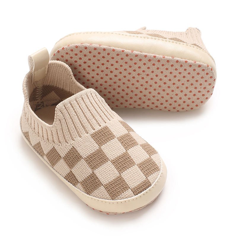 Cipele za bebe za hodanje - EVA potplat, gornji dio od platna, prozračne, karirani uzorak, za dob 6-12 mjeseci