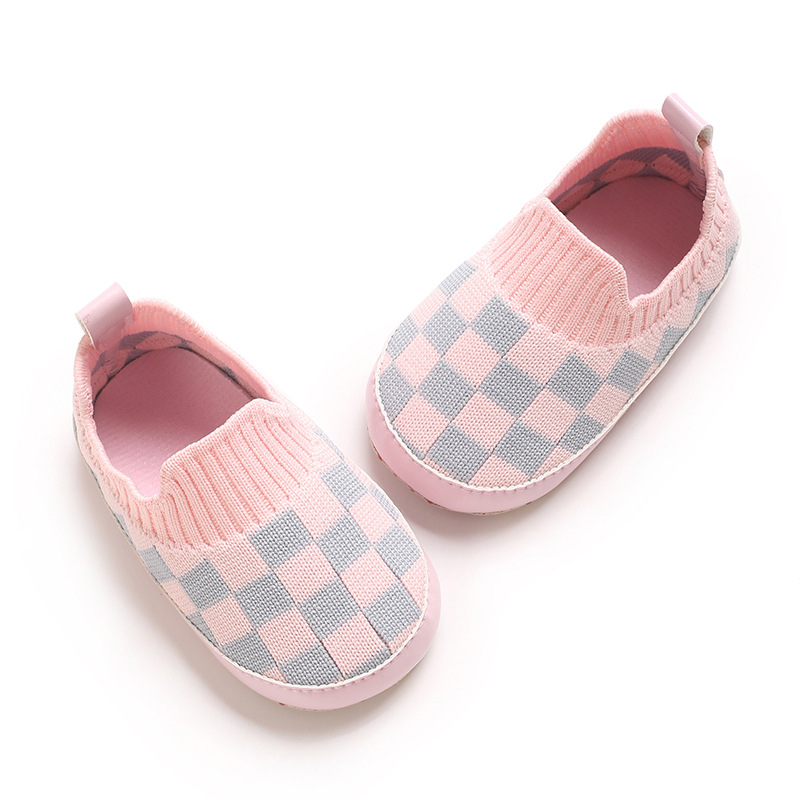 Cipele za bebe za hodanje - EVA potplat, gornji dio od platna, prozračne, karirani uzorak, za dob 6-12 mjeseci