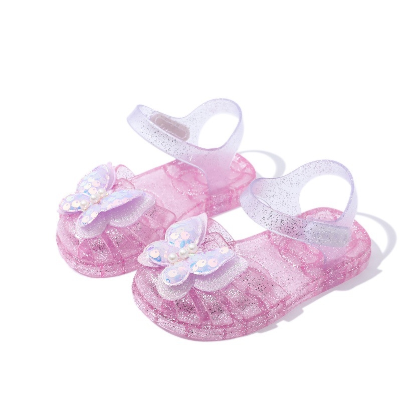 Princeses želeja sandales meitenēm ar Velcro aizdari, plastmasas augšdaļa un zole, pavasara 2025 izlaidums