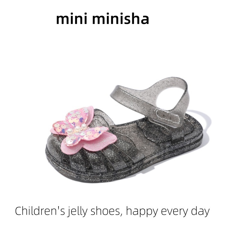 Princeses želeja sandales meitenēm ar Velcro aizdari, plastmasas augšdaļa un zole, pavasara 2025 izlaidums