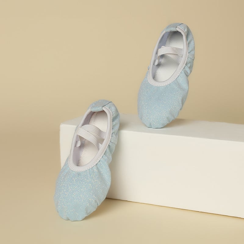 Bērnu deju kurpes baletam ar varavīksnes spīdumiem, mīksta zole, auduma augšdaļa, elpojošas (Auduma augšdaļa, Mīksta zole, Elpojošas, Baletam)