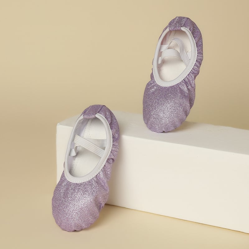 Bērnu deju kurpes baletam ar varavīksnes spīdumiem, mīksta zole, auduma augšdaļa, elpojošas (Auduma augšdaļa, Mīksta zole, Elpojošas, Baletam)