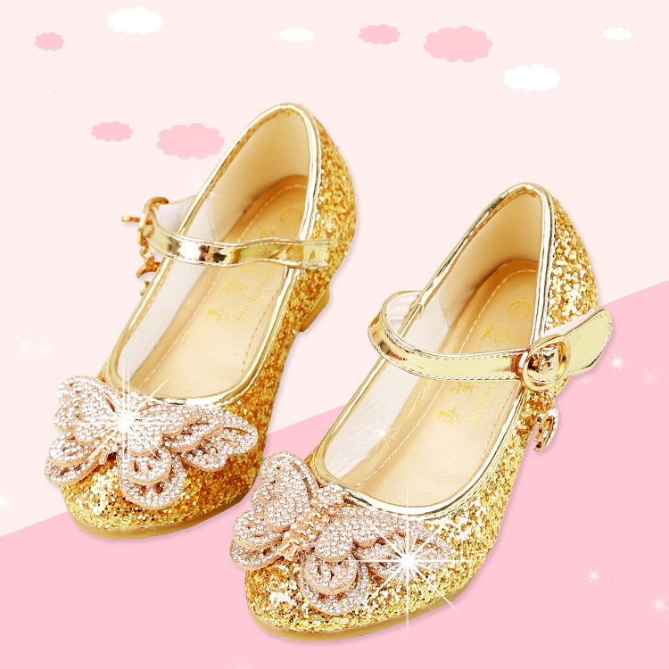 Meitenēm paredzētas kurpes ar strassēm un lentīti, ar augstu papēdi, Velcro aizdari, PU augšpuse, gumijas zole