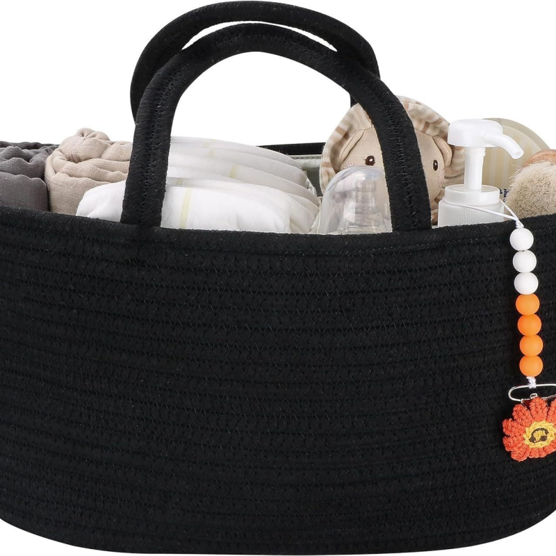 Coș de depozitare, sfoară de bumbac țesută manual, model A123, Willow between fingers, stil modern simplu